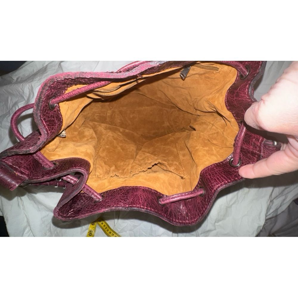 Patricia Nash Martina crossbody drawstring bag grommets and lacing burgundy‎ red - Picture 8 of 12